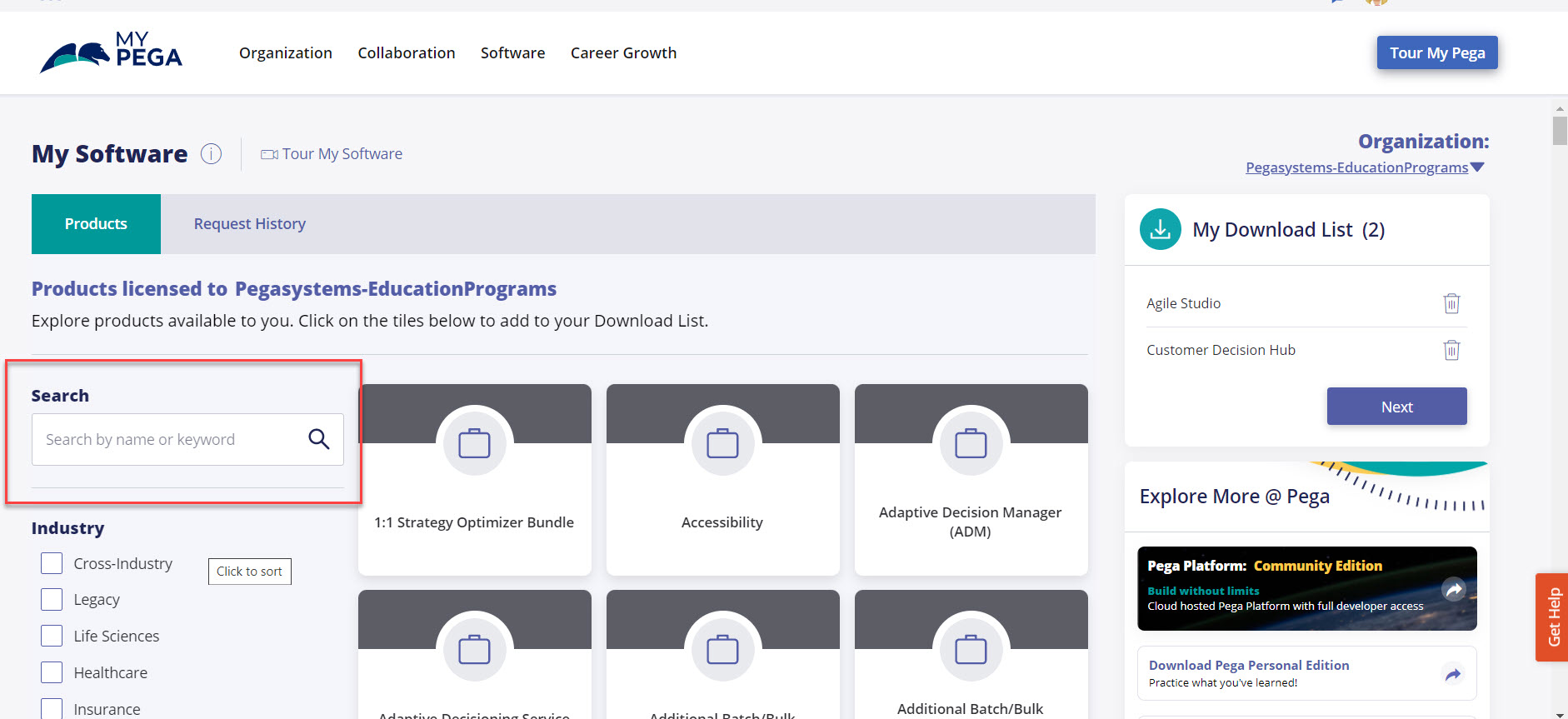 Downloading PEGA CRM(CDH) software Support Center